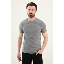 Desenli Antrasit Slim Fit Bisiklet Yaka Erkek T-Shirt
