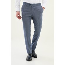 Desenli Lacivert Slim Fit Klasik Erkek Pantolon