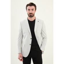 Ekoseli Taş Slim Fit Mono Yaka Erkek Ceket