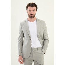 Desenli Gri Slim Fit Torba Cep Mono Yaka Erkek Takım Elbise