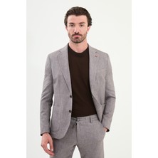 Kırçıllı Slim Fit Torba Cep Mono Yaka Erkek Takım Elbise