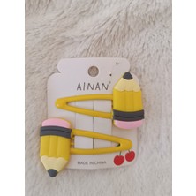 Sevimli Okul Konseptli Figürlü Kız Çocuk Çiftli Çıt Çıt Toka