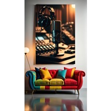 Özkacar Group Studio Mikrofonu Ev Duvar Salon Güzellik Salonu Ofis Dükkan Dekarasyon Kanvas Tablo