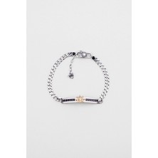 Dümen Figürlü Cilalı 22 cm Gümüş Erkek Zincir Bileklik