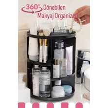 Vienev 360 Derece Dönebilen Siyah Makyaj Organizeri Yüksek Kalite Plastik Malzeme ile Estetik Tasarım