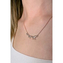 925 Ayar Gümüş Rose Iyi Şans Sembolü Sıra Filler Kolye - 23177801