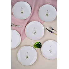 Tabak Evi Porselen Natura Çuha Altın Yaldız Pasta Tabağı 20,50CM 6 Lı