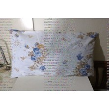 Yastık Kılıfı 2 Adet Krem Mavi Kahfe Çiçekli Desenli Renkli (48X65)KALITELI Kullanışlı Şık Güzel