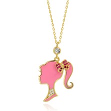 14 Ayar Altın Kaplamalı 925 Ayar Gümüş Mineli Prenses Kolye - N183401