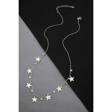 925 Ayar Gümüş Yıldızlı Şans Kolyesi - 23155802