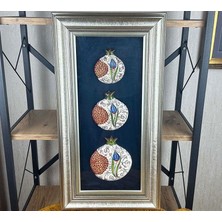 Kurumsal Hediye Mavi Laleli Üçlü Iznik Çini Paspartulu Nar Pano