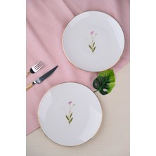 Tabak Evi Porselen Natura Çuha Altın Yaldız Pasta Tabağı 20,50CM 2 Li