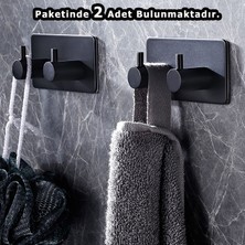 Askılık Yapışkanlı Dikdörtgen Çubuklu 2 Kancalı  Pakette 2 Adet