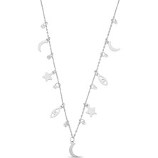 925 Ayar Gümüş Çok Figürlü Şans Kolyesi - 23155902