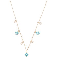 925 Ayar Gümüş Rose Çiçek Figürlü Şans Kolyesi - 23175501