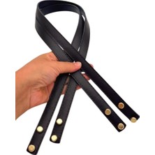 Angel Çanta Aksesuar 70X1.8 cm Suni Deri Siyah Renk Vidalı Çanta Sapı