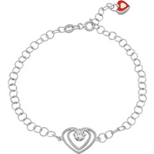 925 Ayar Gümüş Tasarım Kalp Bileklik- 45101001
