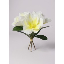 Yapay Çiçek 3dallı Buket Manolya Gerçek Dokulu Magnolia 32CM Krem