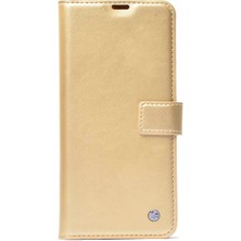 Apple iPhone 14 Kılıf Mnc Kar Deluxe Kapaklı Kılıf-Gold