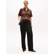 Tommy Hilfiger Viskon Twill Rahat Kesim Düz Paça Kadın Pantolon WW0WW46749BDS