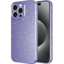 Apple iPhone 15 Pro Kılıf Kamera Korumalı Simli Lüks Mnc Koton Kapak-Mor