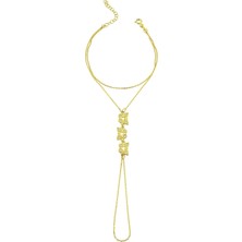 18K Altın Kaplamalı 925 Ayar Gümüş Sıra Kelebekler Şahmeran - 45100602