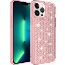 Apple iPhone 13 Pro Max Kılıf Airbagli Parlak Tasarımlı Mnc Snow Kapak-Pembe