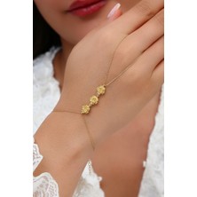 18K Altın Kaplamalı 925 Ayar Gümüş Sıra Güller Şahmeran - 45103702