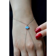 925 Ayar Gümüş Minimal Mavi Fil Şahmeran - 45096301