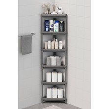 Mithra Life 6 Katlı Üçgen Plastik Gri Banyo Mutfak Rafı MIT1235