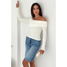 Kadın Madonna Yaka Bluz – Yumuşak Dokulu & Vücuda Oturan Kesim