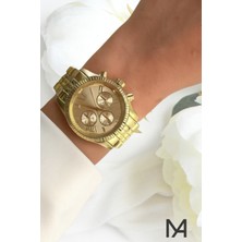 Mia Aksesuar Dekoratif Kadran Gold Metal Kadın Kol Saati