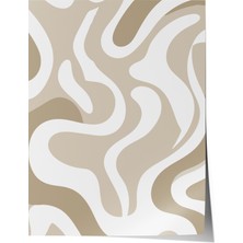 Çerçevesiz Poster, Soyut Dalgalı Çizgiler – Bej Tonlar, Salon Dekoru Poster No: 112855