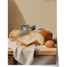 Çerçevesiz Poster, Ekmek ve Kahvaltı Sofrası – Rustik Hava, Mutfak Dekoru Poster No: 113196