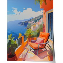 Çerçevesiz Poster, Akdeniz Manzarası – Canlı Renkler, Salon Dekoru Poster No: 112911