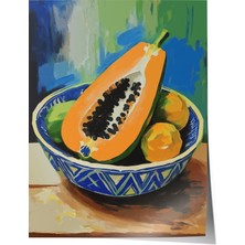 Çerçevesiz Poster, Tropik Papaya – Egzotik Renkler, Mutfak Dekoru Poster No: 113220