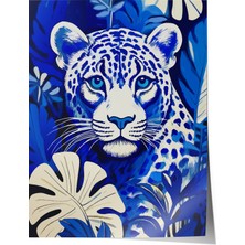 Çerçevesiz Poster, Mavi Leopar – Egzotik Sanat, Genç Odası Dekoru Poster No: 112682