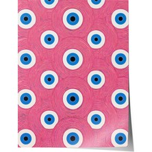 Çerçevesiz Poster, Pembe Zemin Nazar Boncuğu Deseni, Salon Dekoru Poster No: 112483