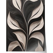 Çerçevesiz Poster, Doğal Yaprak Deseni – Siyah Beyaz, Salon Dekoru Poster No: 112642