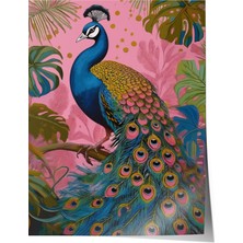 Çerçevesiz Poster, Renkli Tavuskuşu – Klasik Detaylar, Yatak Odası Dekoru Poster No: 112674