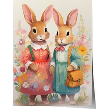 Çerçevesiz Poster, Elbiseli Tavşanlar, Çocuk Odası Dekoru Poster No: 112431