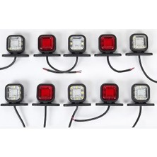Mini LED Kare Boynuz Takoz Lamba 16 LED Beyaz - Kırmızı 24 V - 10 Adet