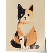 Çerçevesiz Poster, Minimal Kedi Portresi, Genç Odası Dekoru Poster No: 112439