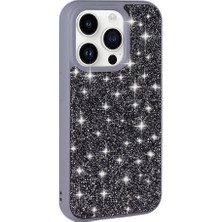 Apple iPhone 14 Pro Max Kılıf Parlak Taşlı Tasarım Mnc Pırlanta Kapak-Gri