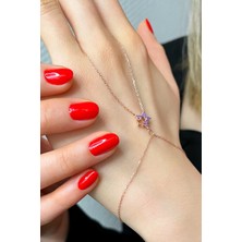 925 Ayar Gümüş Mor Taşlı Rose Yıldız Şahmeran - 45099301