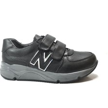 Onlo Ayakkabı N.14-2 Hakiki Deri Siyah Cırtlı Ortopedik Kız Çocuk Okul Ayakkabı