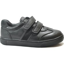 Onlo Ayakkabı 256 Hakiki Deri Siyah Cırtlı Ortopedik Erkek Çocuk Okul Ayakkabı