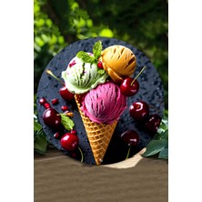 Tatlı Bir Dokunuş: Dondurma Konseptli Uv Baskılı Mdf Duvar Süsü – 33X33 cm & 20X20 cm DT134