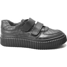 Onlo Ayakkabı 271 Hakiki Deri Siyah Cırtlı Ortopedik Kız Çocuk Okul Ayakkabı