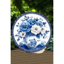 Dekoratif Mavi Beyaz Çiçek Desenli Uv Baskılı Mdf Duvar Süsü – 33X33 cm & 20X20 cm DT122